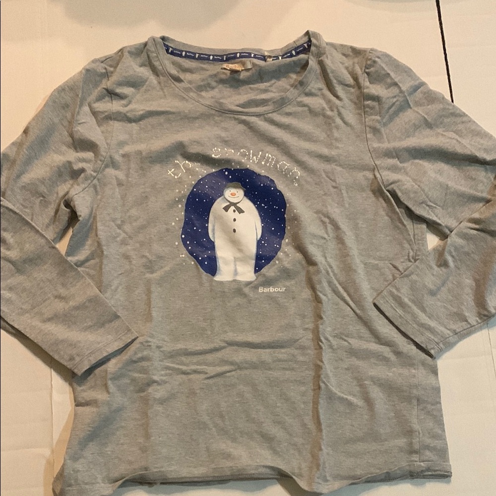 Barbour Christmas Gray Snowman Long Sleeve Shirt